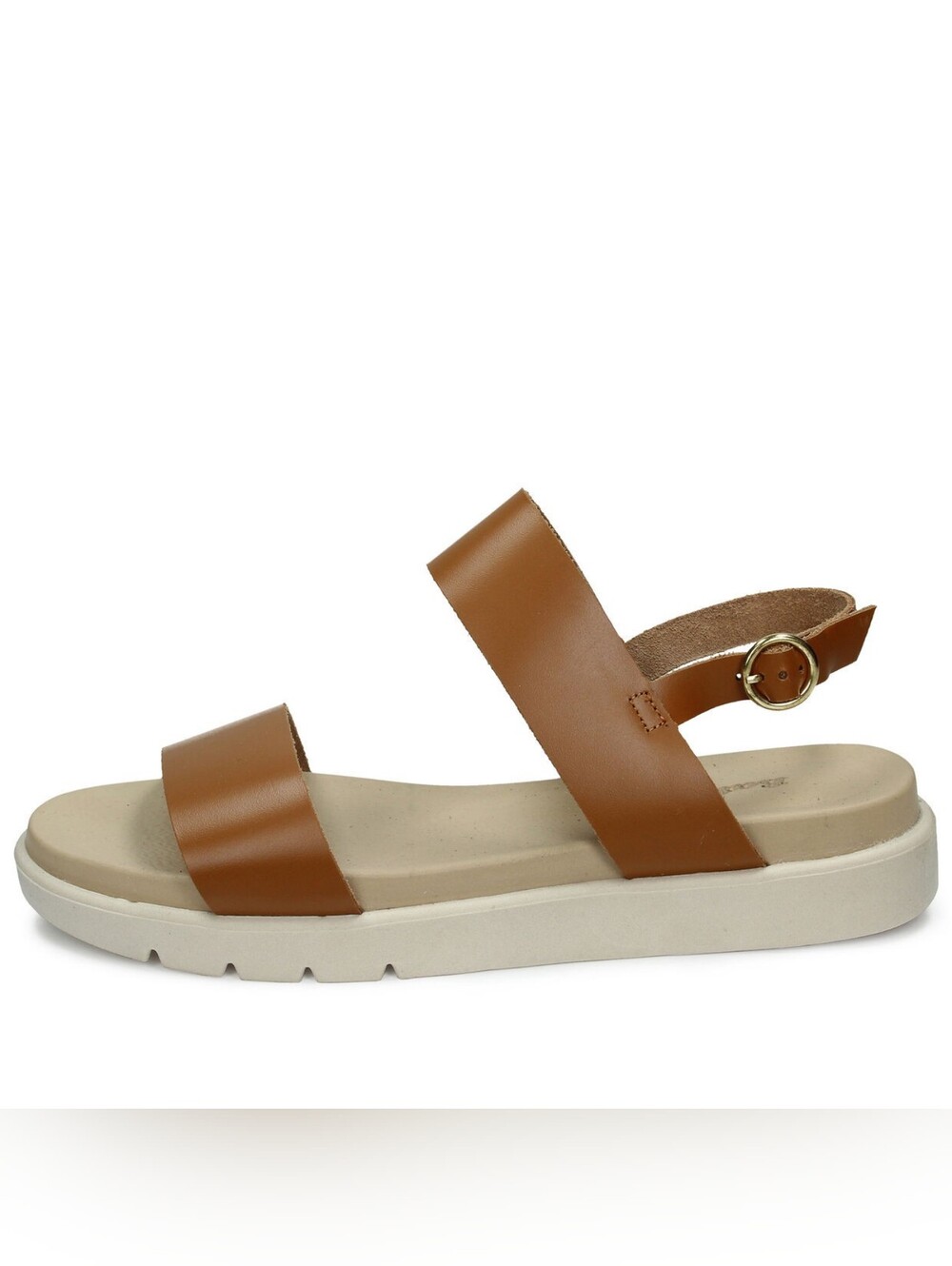 Womens Tan Leather Strap Comfort Sandal
